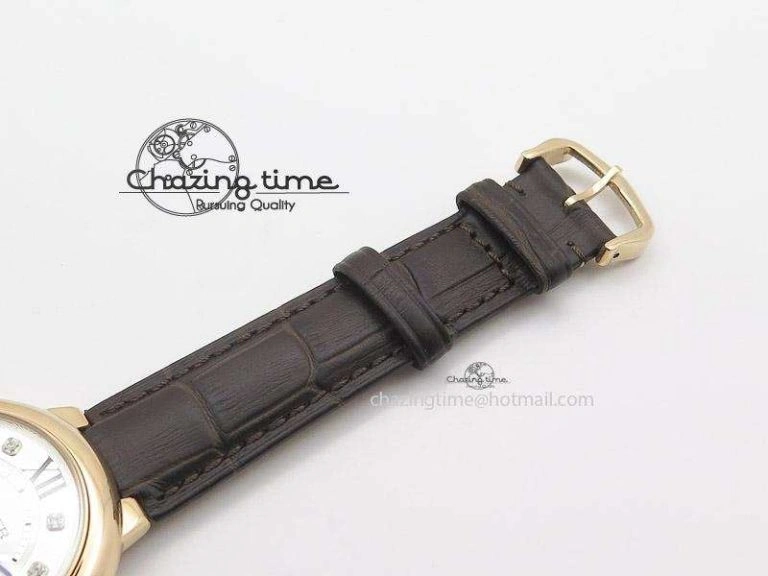 Chic Ballon Bleu 36mm RG V6F White Textured Dial on Dark Brown Leather Strap SEIKO NH05A 6377