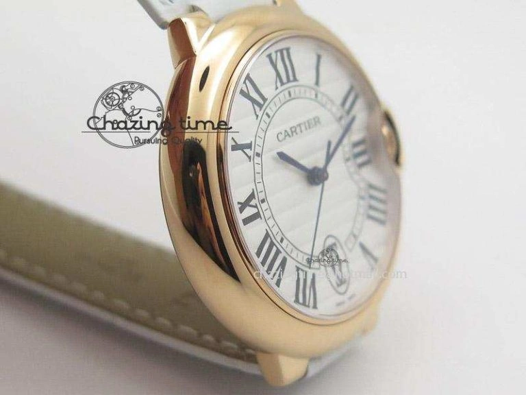 Ballon Bleu 36mm RG V6F White Textured Dial on White Leather Strap SEIKO NH05A ComfortFit 6378