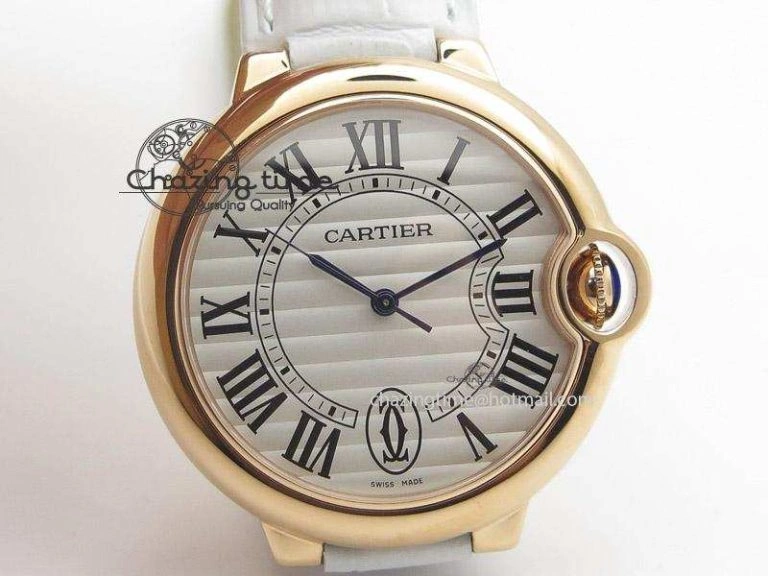 Ballon Bleu 36mm RG V6F White Textured Dial on White Leather Strap SEIKO NH05A ComfortFit 6378