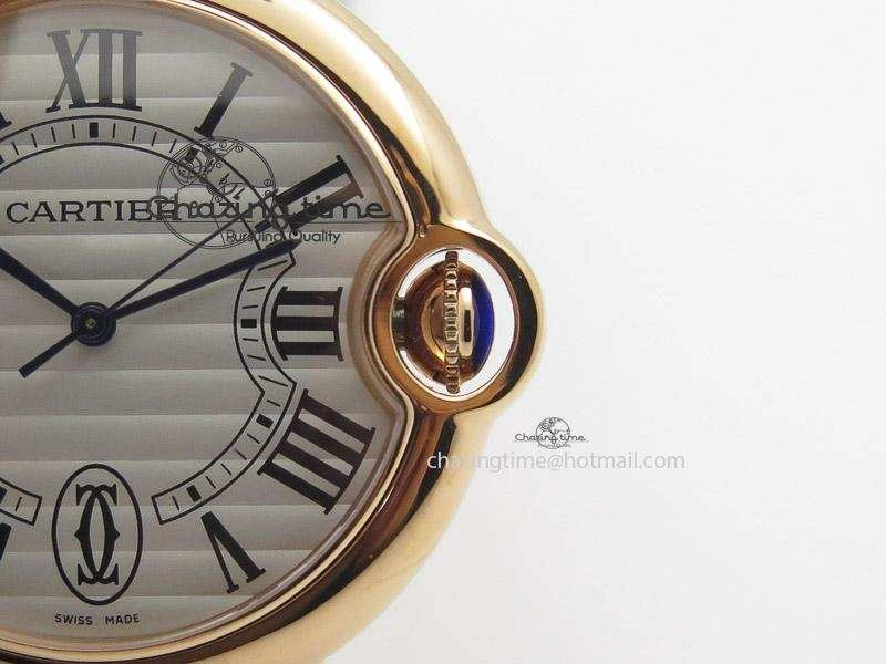 Ballon Bleu 36mm RG V6F White Textured Dial on White Leather Strap SEIKO NH05A ComfortFit 6378