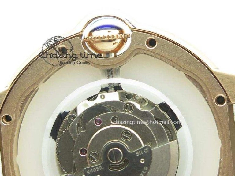 Ballon Bleu 36mm RG V6F White Textured Dial on White Leather Strap SEIKO NH05A ComfortFit 6378