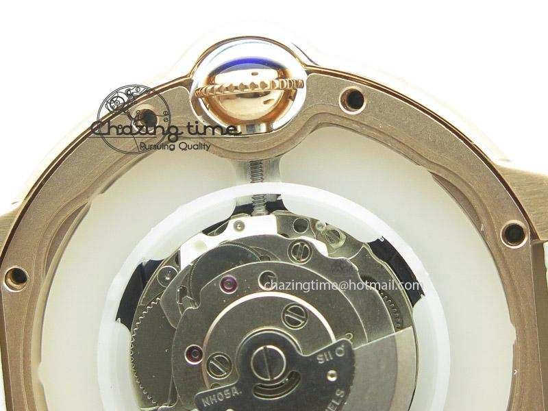 Ballon Bleu 36mm RG V6F White Textured Dial on White Leather Strap SEIKO NH05A ComfortFit 6378