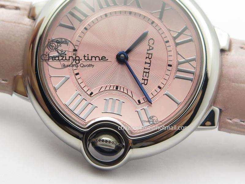 Ballon Bleu 36mm SS V6F Best Edition Pink Textured Dial On Pink Leather Strap Ronda Quartz EasyCare 10784