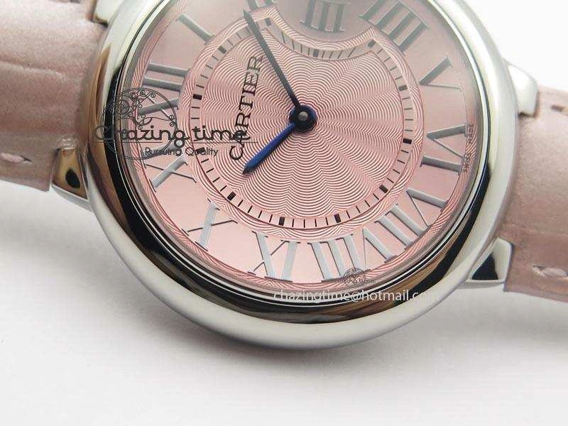 Ballon Bleu 36mm SS V6F Best Edition Pink Textured Dial On Pink Leather Strap Ronda Quartz EasyCare 10784