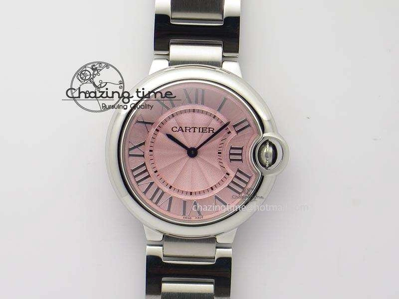 RelaxedFit Ballon Bleu 36mm SS V6F Best Edition Pink Textured Dial On SS Bracelet Ronda Quartz 10782