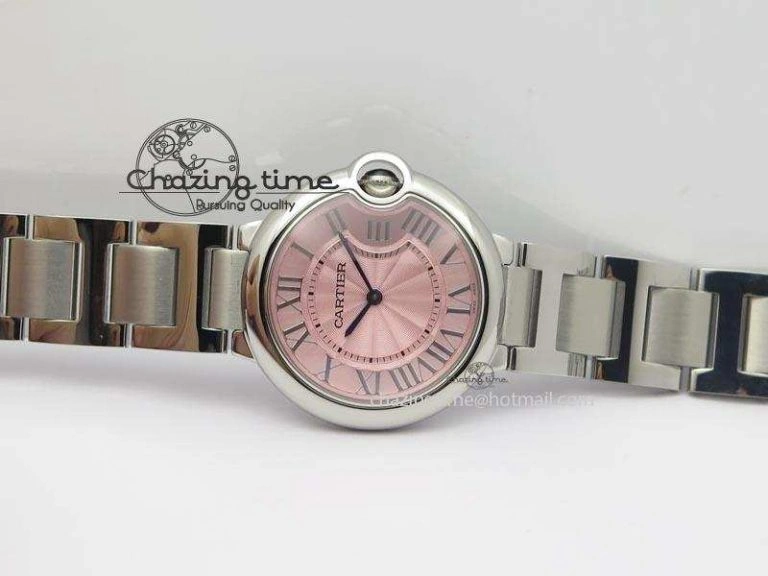 RelaxedFit Ballon Bleu 36mm SS V6F Best Edition Pink Textured Dial On SS Bracelet Ronda Quartz 10782