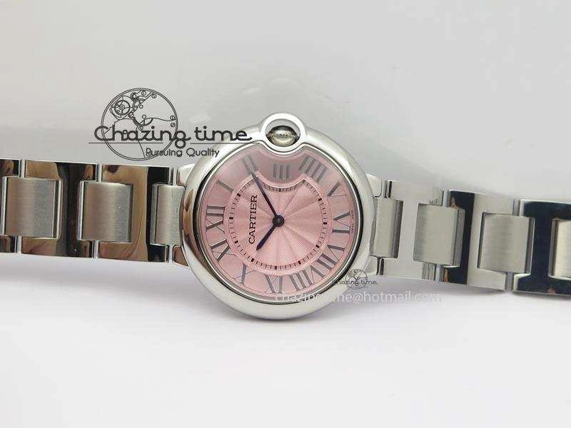 RelaxedFit Ballon Bleu 36mm SS V6F Best Edition Pink Textured Dial On SS Bracelet Ronda Quartz 10782