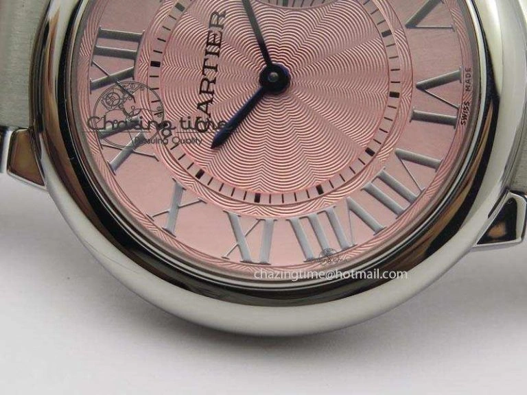 RelaxedFit Ballon Bleu 36mm SS V6F Best Edition Pink Textured Dial On SS Bracelet Ronda Quartz 10782