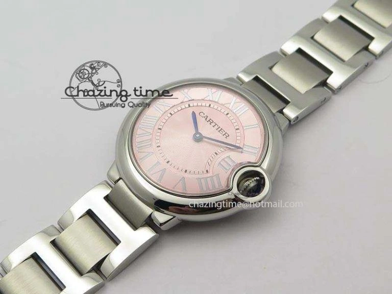 RelaxedFit Ballon Bleu 36mm SS V6F Best Edition Pink Textured Dial On SS Bracelet Ronda Quartz 10782