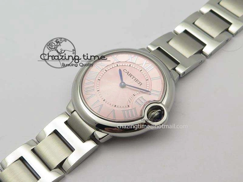 RelaxedFit Ballon Bleu 36mm SS V6F Best Edition Pink Textured Dial On SS Bracelet Ronda Quartz 10782