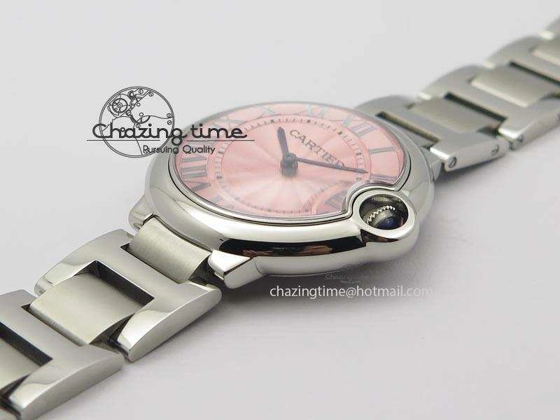 RelaxedFit Ballon Bleu 36mm SS V6F Best Edition Pink Textured Dial On SS Bracelet Ronda Quartz 10782