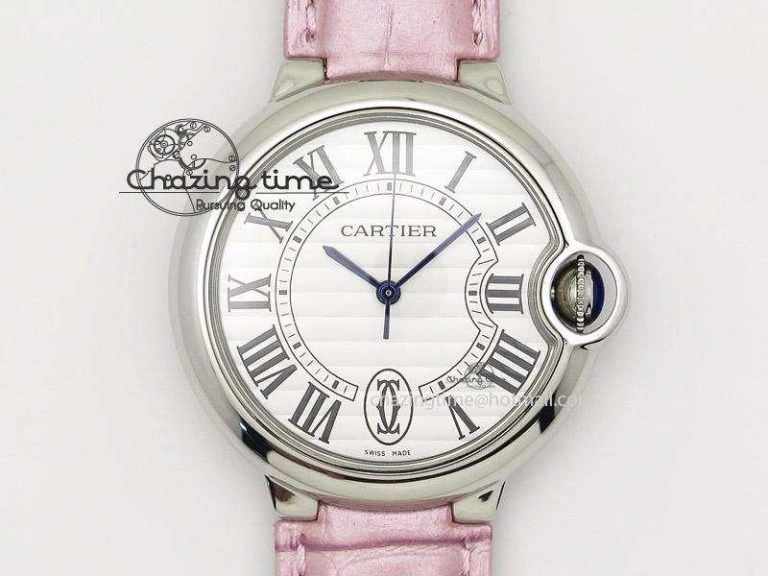 Practical Ballon Bleu 36mm SS V6F White Textured Dial on Pink Leather Strap SEIKO NH05A 6375
