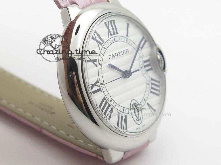Practical Ballon Bleu 36mm SS V6F White Textured Dial on Pink Leather Strap SEIKO NH05A 6375