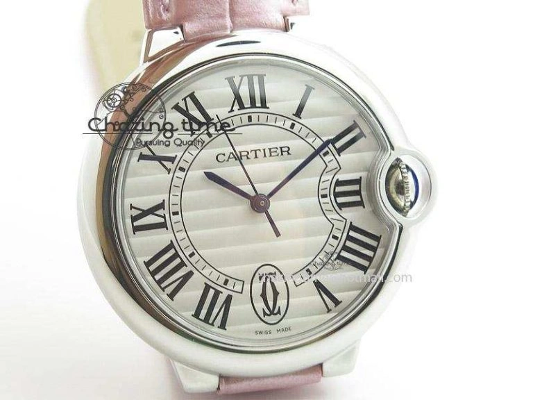 Practical Ballon Bleu 36mm SS V6F White Textured Dial on Pink Leather Strap SEIKO NH05A 6375
