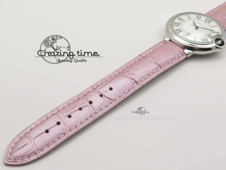 Practical Ballon Bleu 36mm SS V6F White Textured Dial on Pink Leather Strap SEIKO NH05A 6375