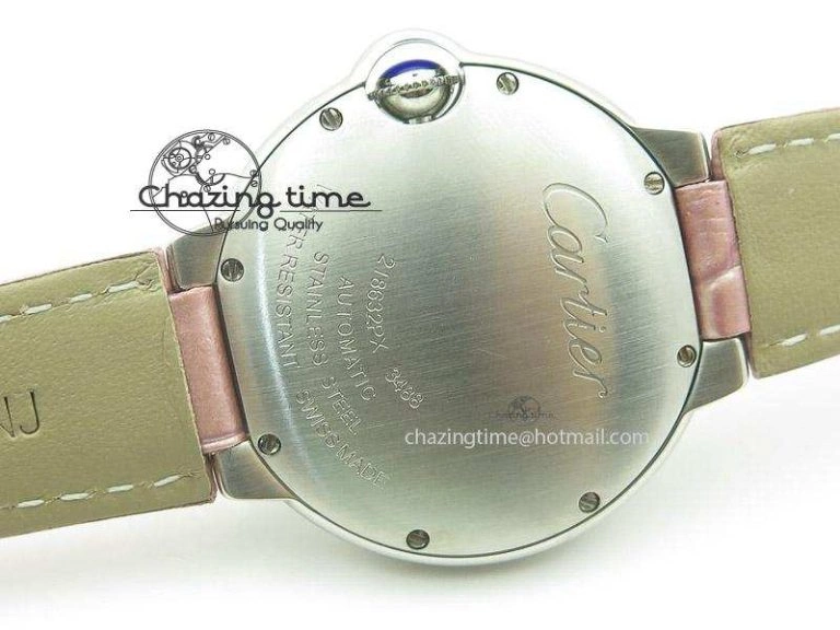 Practical Ballon Bleu 36mm SS V6F White Textured Dial on Pink Leather Strap SEIKO NH05A 6375