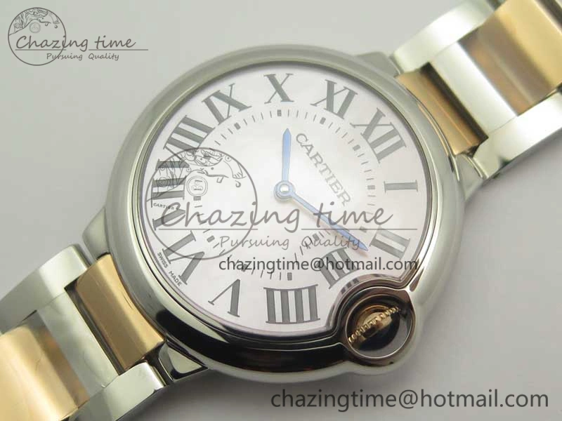 Modern Ballon Bleu 36mm SS RG V6F 1:1 Best Edition White MOP Dial on SS RG Bracelet Ronda Quartz 10677
