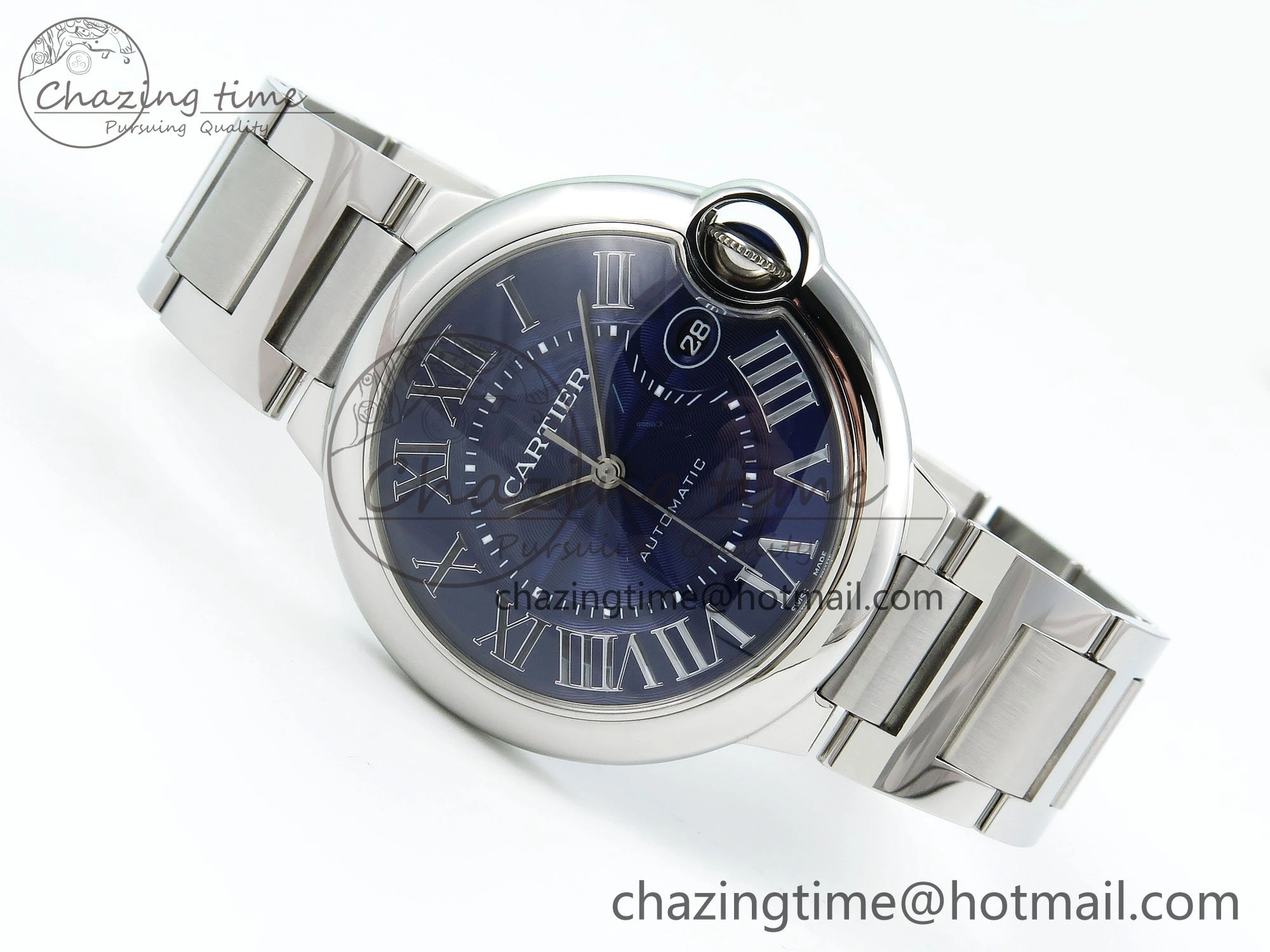 Ballon Bleu 40mm SS CHF 1:1 Best Edition Blue Texture Dial on SS Bracelet A Soft 6049