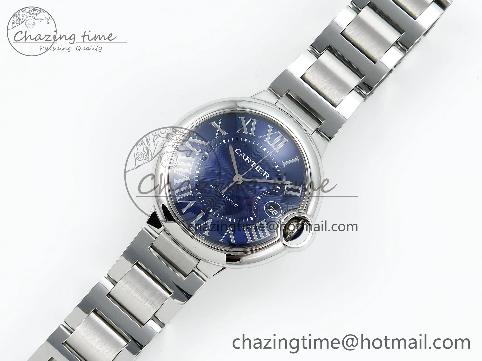Ballon Bleu 40mm SS CHF 1:1 Best Edition Blue Texture Dial on SS Bracelet A Soft 6049