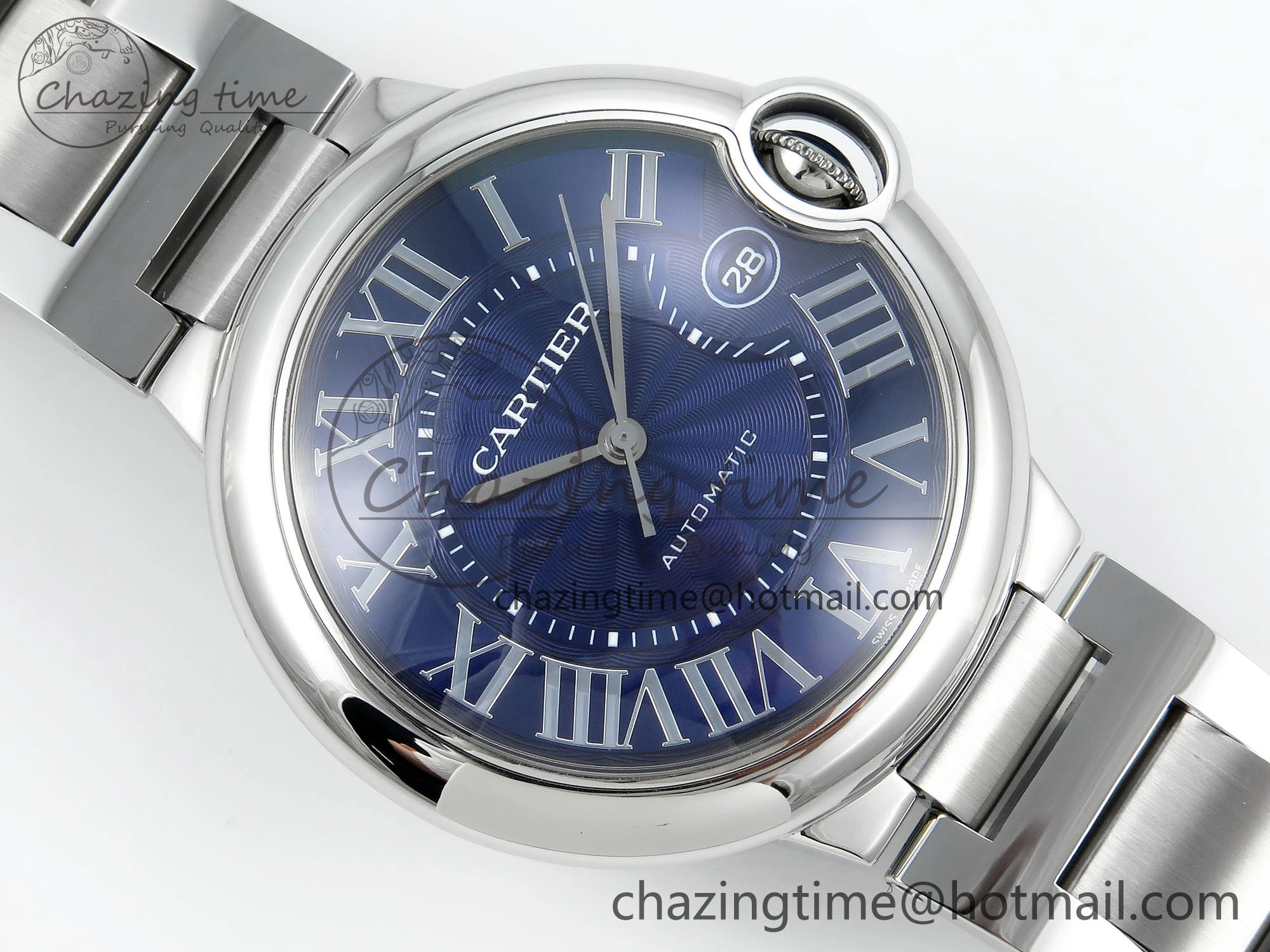 Ballon Bleu 40mm SS CHF 1:1 Best Edition Blue Texture Dial on SS Bracelet A Soft 6049