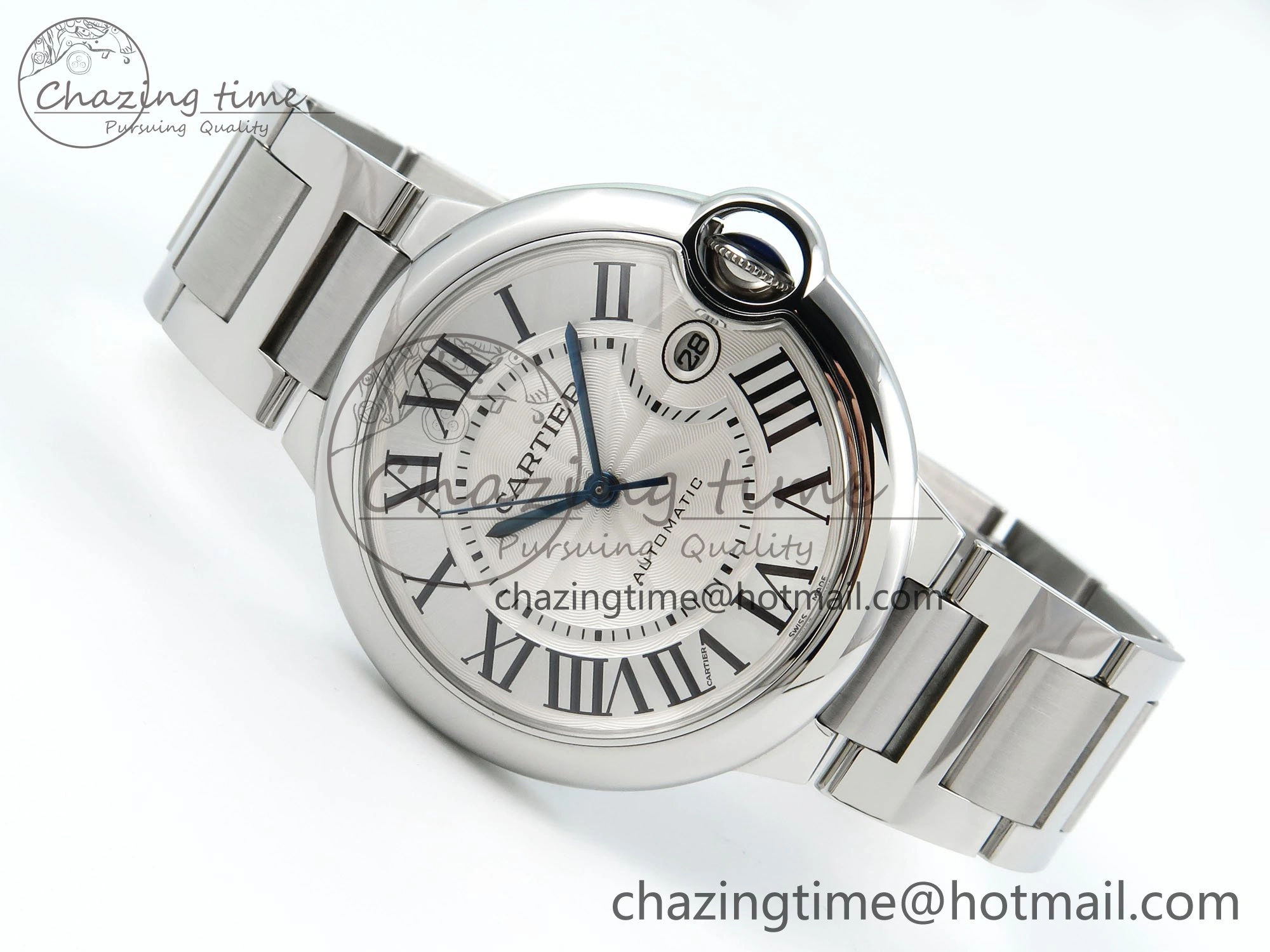 Ballon Bleu 40mm SS CHF 1:1 Best Edition White Texture Dial on SS Bracelet A WeatherProof 6043