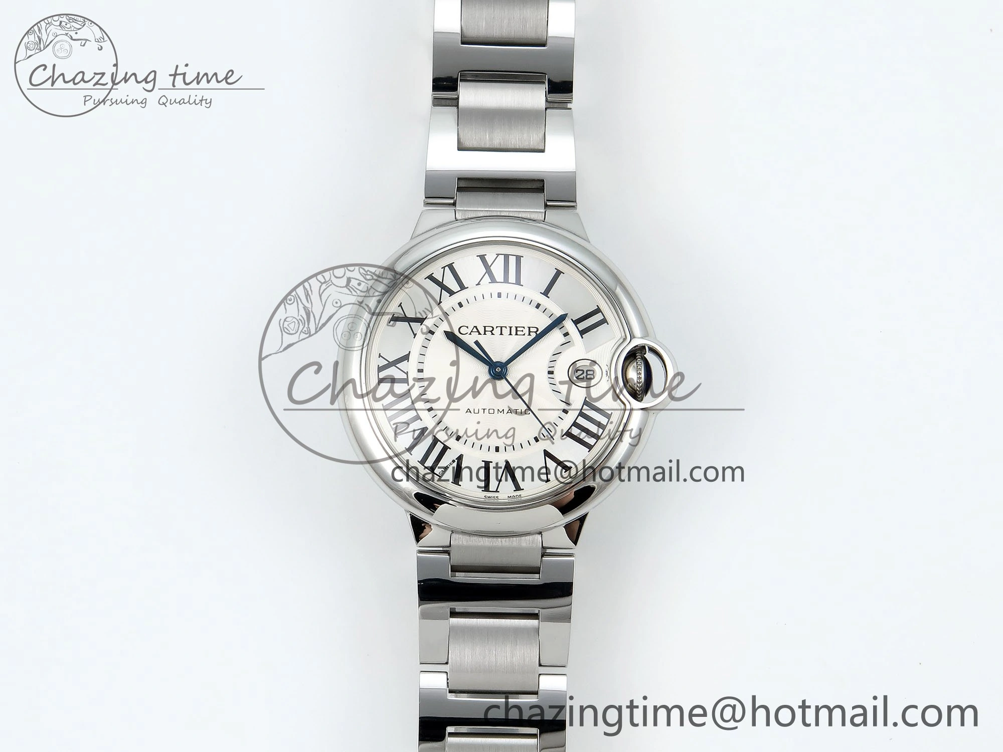 Ballon Bleu 40mm SS CHF 1:1 Best Edition White Texture Dial on SS Bracelet A WeatherProof 6043