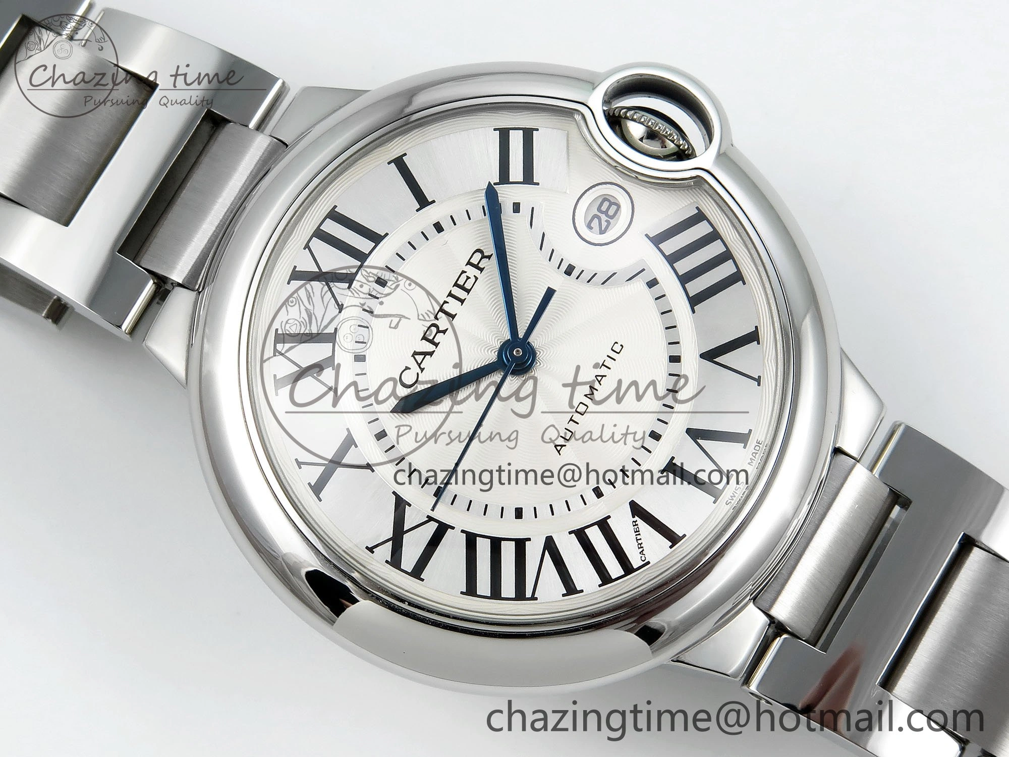 Ballon Bleu 40mm SS CHF 1:1 Best Edition White Texture Dial on SS Bracelet A WeatherProof 6043