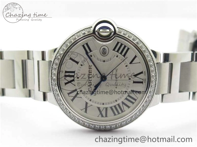 FlexibleFit Ballon Bleu 42mm Crystal Bezel SS V6F 1:1 Best Edition White Texture Dial on SS Bracelet A 10339