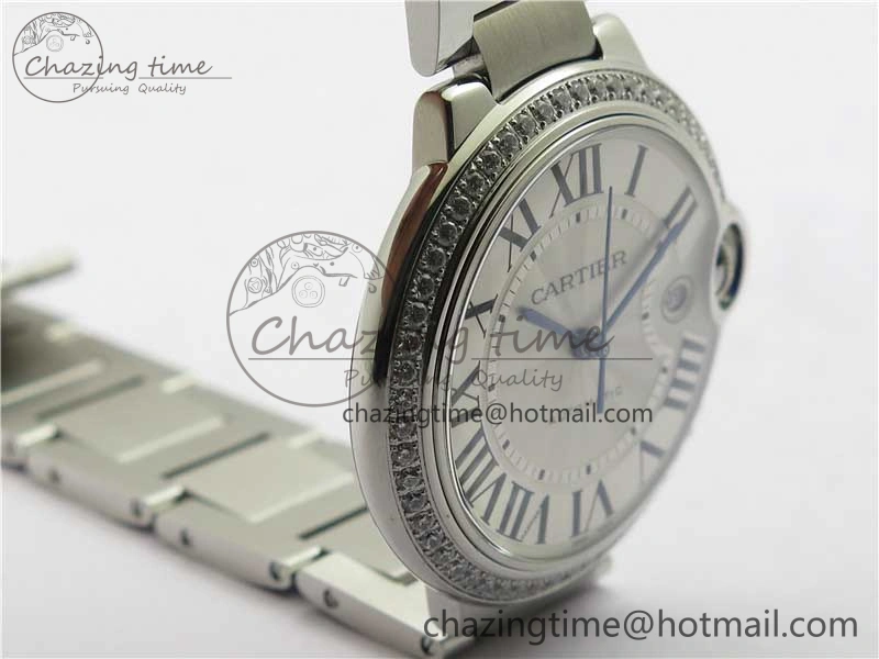 FlexibleFit Ballon Bleu 42mm Crystal Bezel SS V6F 1:1 Best Edition White Texture Dial on SS Bracelet A 10339