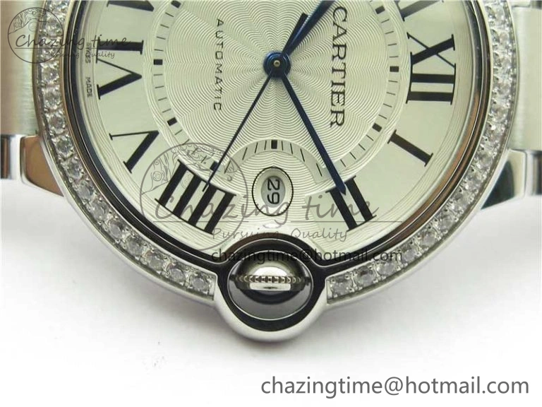 FlexibleFit Ballon Bleu 42mm Crystal Bezel SS V6F 1:1 Best Edition White Texture Dial on SS Bracelet A 10339
