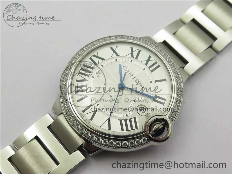 FlexibleFit Ballon Bleu 42mm Crystal Bezel SS V6F 1:1 Best Edition White Texture Dial on SS Bracelet A 10339