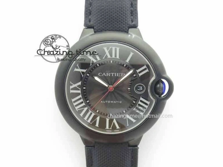Ballon Bleu 42mm DLC JF Best Edition Black Dial On Black Nylon Strap Miyota UrbanChic 6295