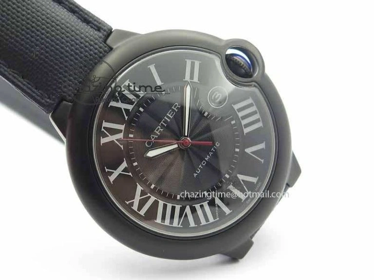 Ballon Bleu 42mm DLC JF Best Edition Black Dial On Black Nylon Strap Miyota UrbanChic 6295
