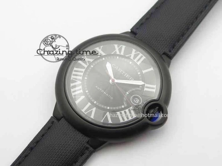 Ballon Bleu 42mm DLC JF Best Edition Black Dial On Black Nylon Strap Miyota UrbanChic 6295