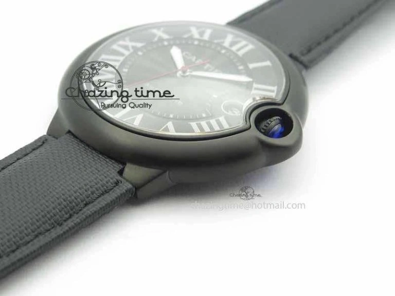 Ballon Bleu 42mm DLC JF Best Edition Black Dial On Black Nylon Strap Miyota UrbanChic 6295
