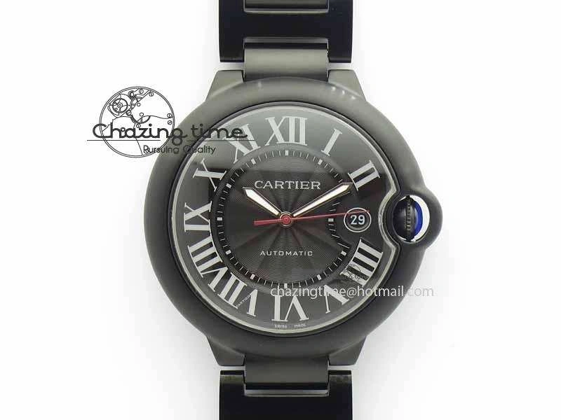 Breathable Ballon Bleu 42mm DLC JF Best Edition Black Dial On DLC Bracelet Miyota 6294