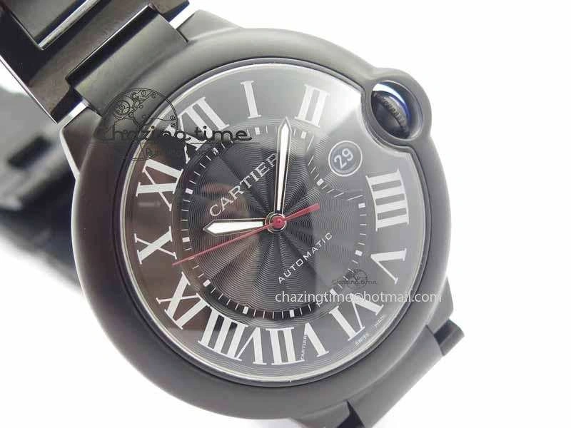 Breathable Ballon Bleu 42mm DLC JF Best Edition Black Dial On DLC Bracelet Miyota 6294