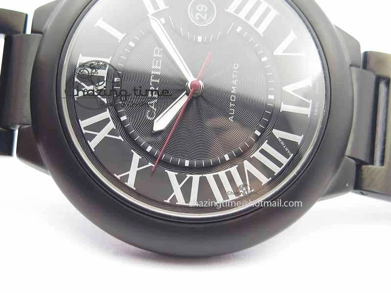 Breathable Ballon Bleu 42mm DLC JF Best Edition Black Dial On DLC Bracelet Miyota 6294