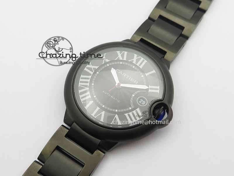 Breathable Ballon Bleu 42mm DLC JF Best Edition Black Dial On DLC Bracelet Miyota 6294