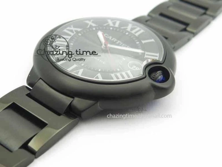 Breathable Ballon Bleu 42mm DLC JF Best Edition Black Dial On DLC Bracelet Miyota 6294