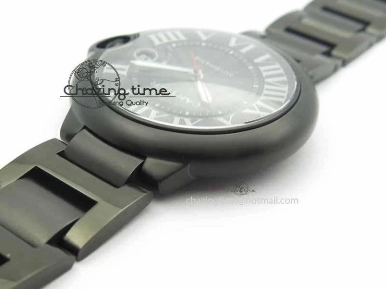 Breathable Ballon Bleu 42mm DLC JF Best Edition Black Dial On DLC Bracelet Miyota 6294