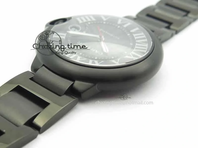 Breathable Ballon Bleu 42mm DLC JF Best Edition Black Dial On DLC Bracelet Miyota 6294