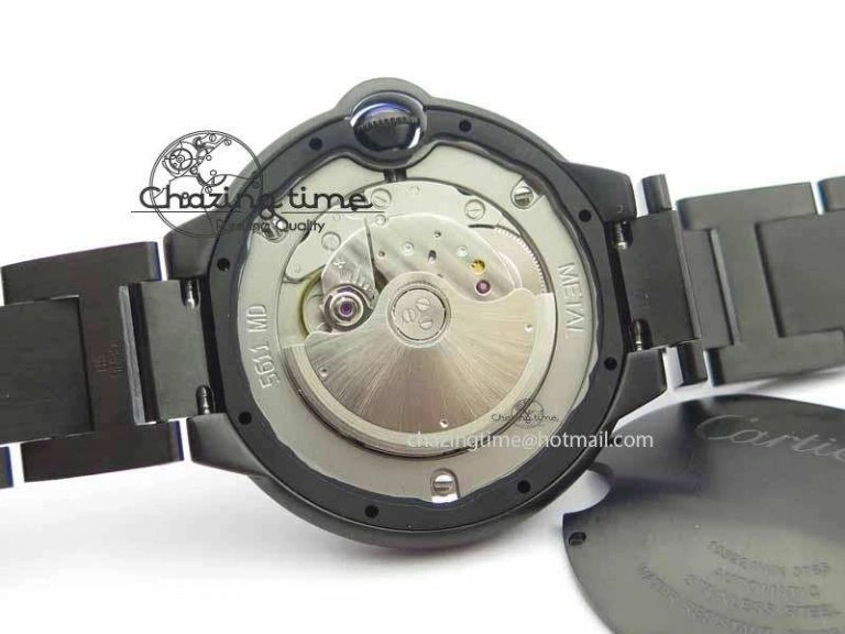 Breathable Ballon Bleu 42mm DLC JF Best Edition Black Dial On DLC Bracelet Miyota 6294