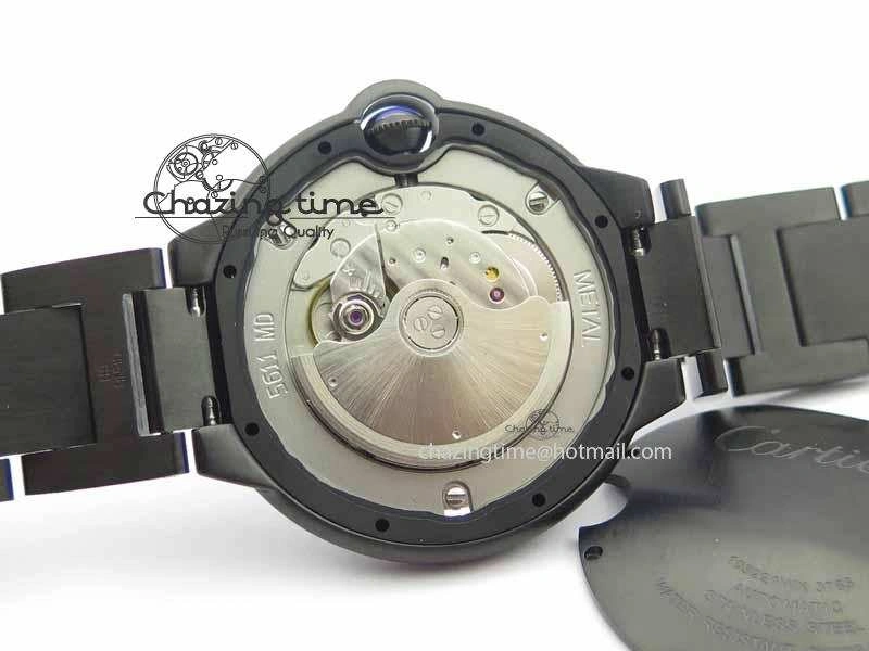 Breathable Ballon Bleu 42mm DLC JF Best Edition Black Dial On DLC Bracelet Miyota 6294