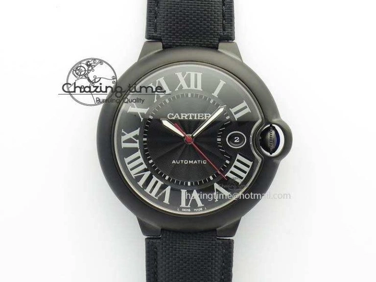 Functional Ballon Bleu 42mm DLC V6F Best Edition Black Dial On Black Nylon Strap A 6302