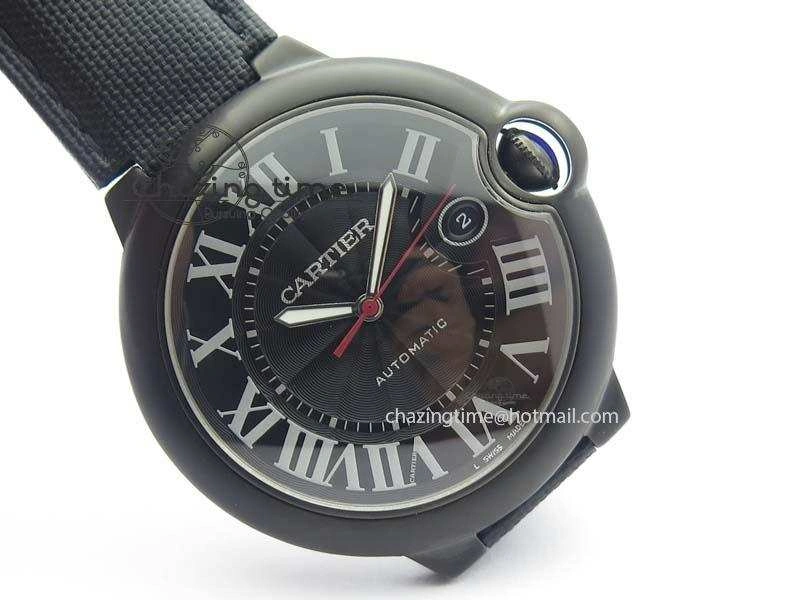 Functional Ballon Bleu 42mm DLC V6F Best Edition Black Dial On Black Nylon Strap A 6302