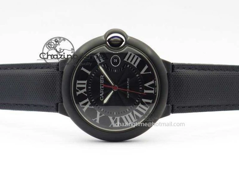 Functional Ballon Bleu 42mm DLC V6F Best Edition Black Dial On Black Nylon Strap A 6302