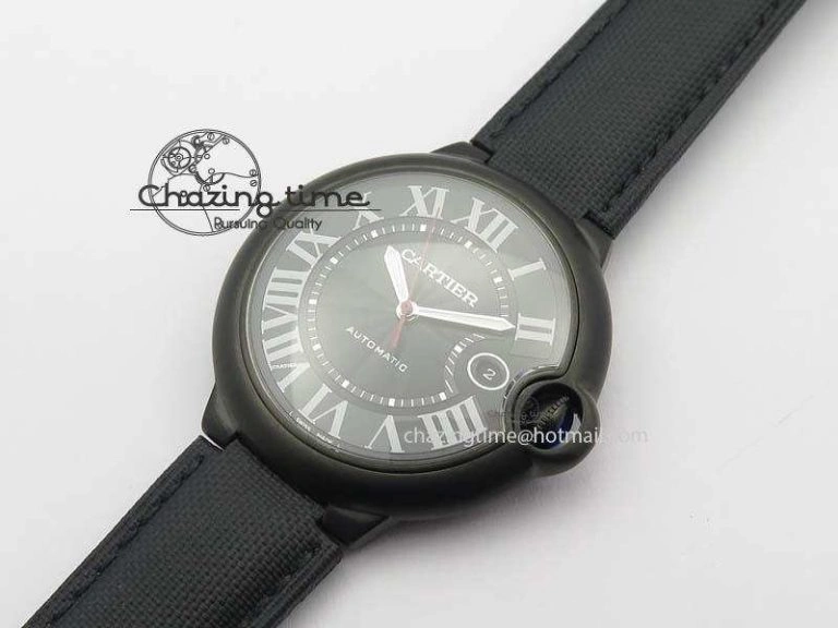 Functional Ballon Bleu 42mm DLC V6F Best Edition Black Dial On Black Nylon Strap A 6302