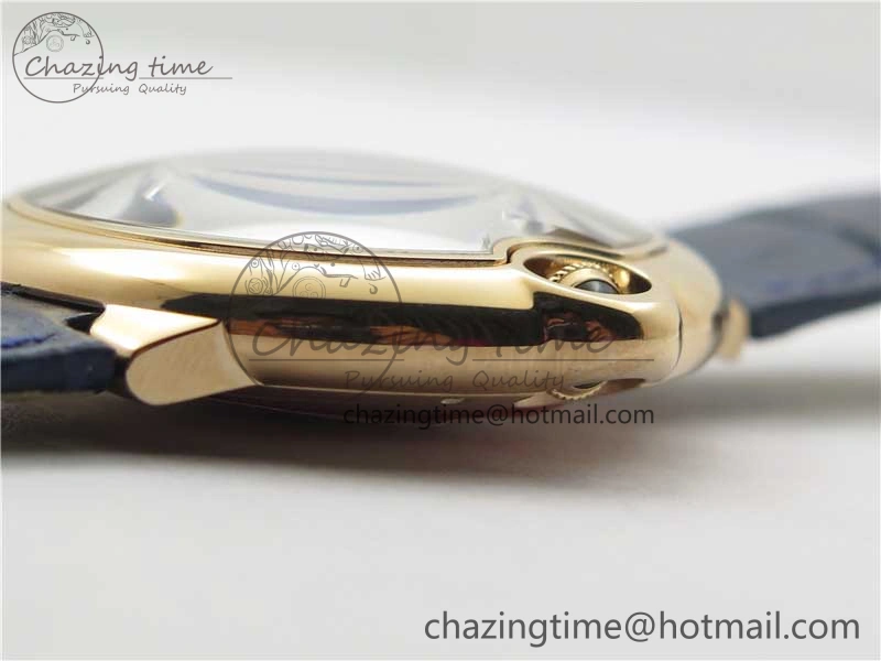 Unique Ballon Bleu 42mm RG V6F 1:1 Best Edition Blue Texture Dial on Blue Leather Strap A 6082