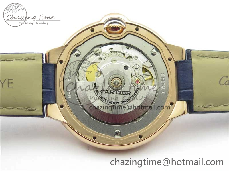 Unique Ballon Bleu 42mm RG V6F 1:1 Best Edition Blue Texture Dial on Blue Leather Strap A 6082